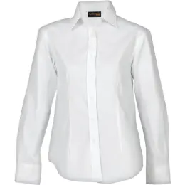 White Brushed Cotton Twill Blouse Long Sleeve Ladies